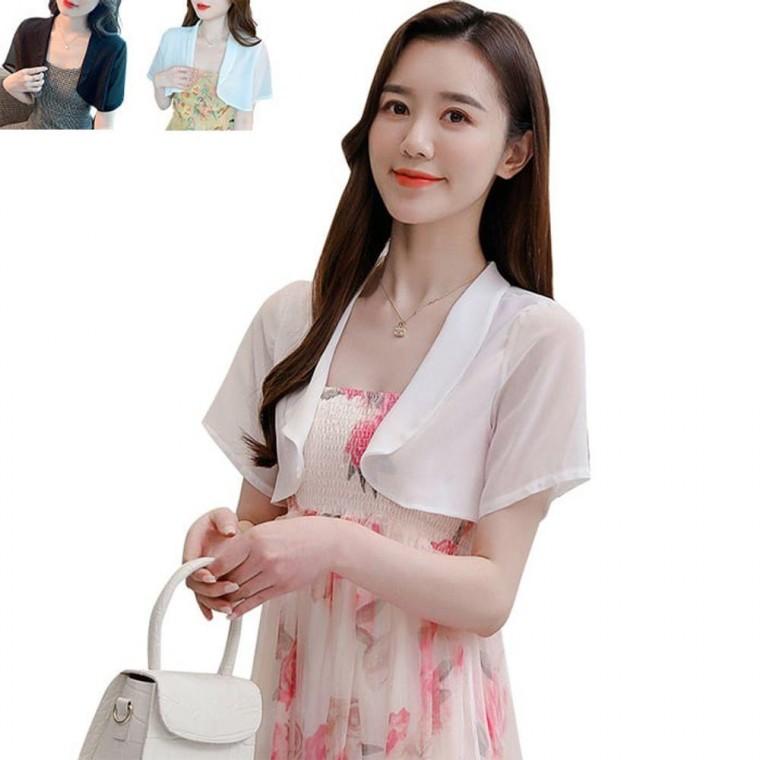 여름 원피스 가디건 정장 자켓 얇은 코트 루즈핏 숏상의 볼레로 반팔 원피스상의 미니