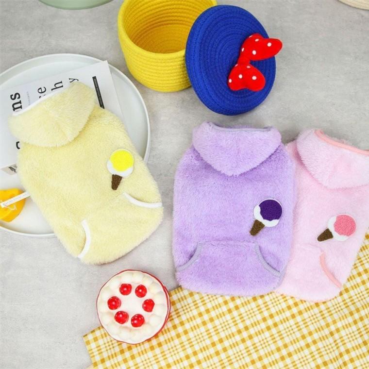 강아지 의류 강아지옷 아이스크림 플리스 후드 자켓 겨울옷 강아지후 니트