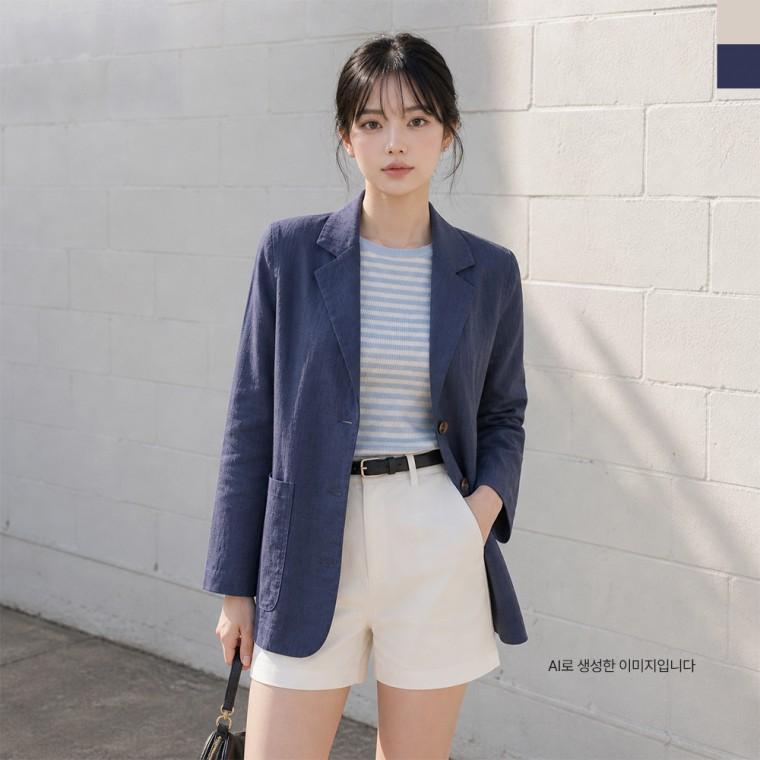 KSS 3084 여자블렌딩 오버핏 린넨자켓
