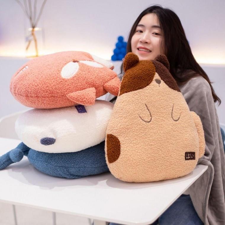 동물 캐릭터 낮잠 무릎 담요 사무실 쿠션 따뜻한 극세사 여름 겨울 블랭킷 캠핑용 휴대용