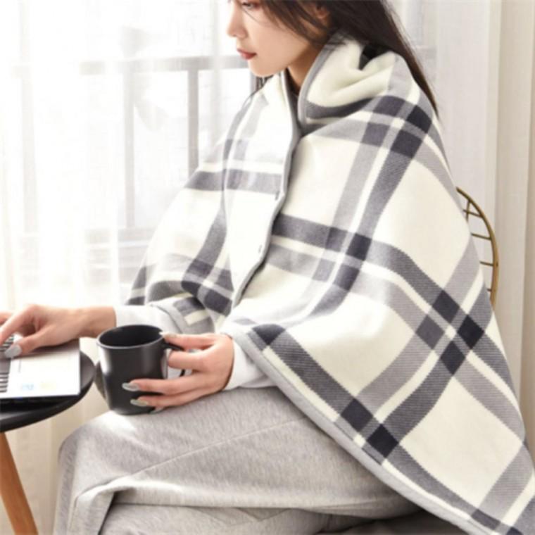 체크극세사똑딱이담요 대형 담요블랭킷 망토담요 극세사블랭킷