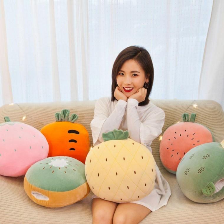 과일 디자인 쿠션 무릎 담요 사무실 캠핑 인테리어 따뜻한 보온 소프트 극세사 캠핑용