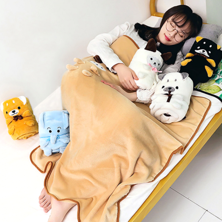 캐릭터무릎담요 팬더 당근 고양이 공룡 담요 개별opp 포장