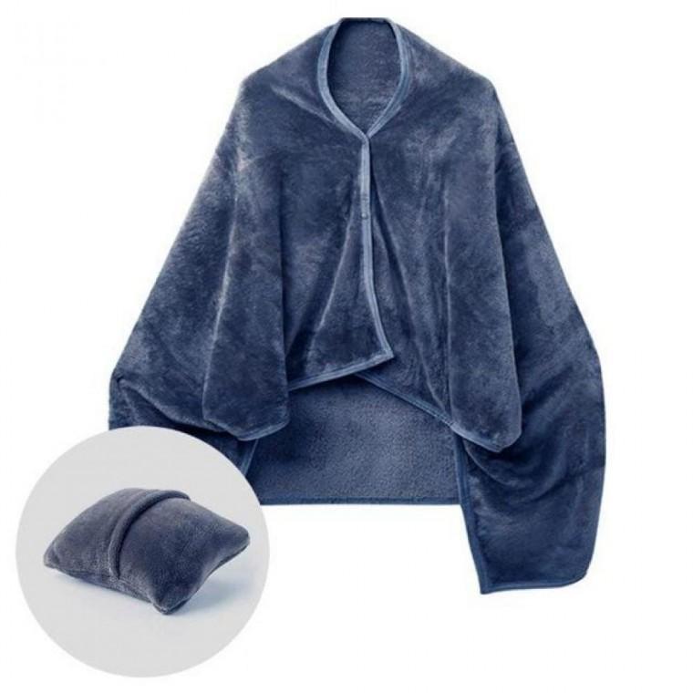 쿠션 겸용 똑딱이 무릎 담요 극세사 캠핑 망토 망토형 학교 방한 용품 사무실 차박담요