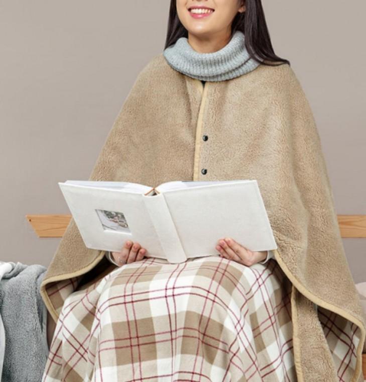 똑딱이 무릎담요 담요 캠핑 무릎 입는후드 극세사 망토 휴대용 차량