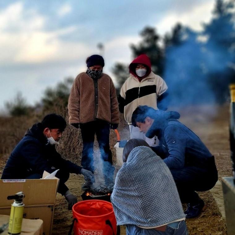 와플 모양 양면 극세사 담요 블루 블랭킷 캠핑