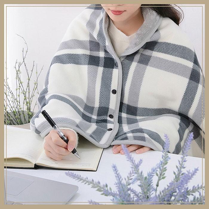 월드온 똑딱이담요 만능 담요 극세사 겨울 체크 무릎담요 숄 망토 학생 회사 블랭킷 캠핑 사무실 선물