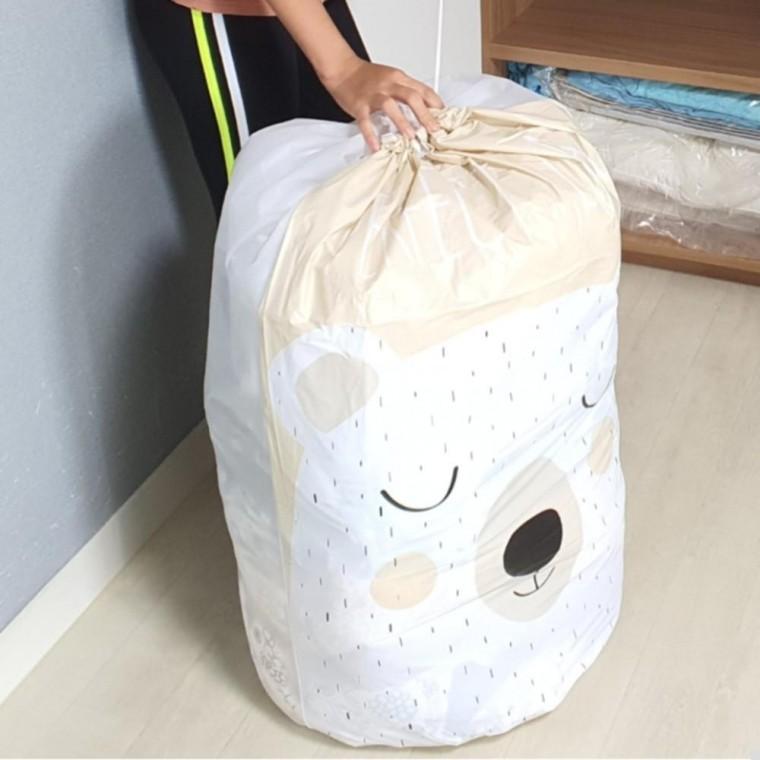 곰 이불 보관 주머니 의류 옷 대형 수납 가방 침구 정리 보관백 조리개 주머니 파우치