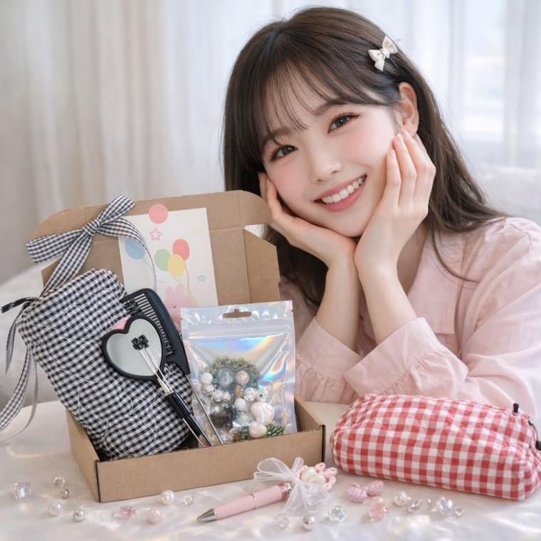 특별한 생일 선물 4종 올인원 볼펜 거울 빗 파우치 꾸미기 세트 볼꾸 키트 펜꾸 펜 DIY 만들기 빗꾸 거울꾸