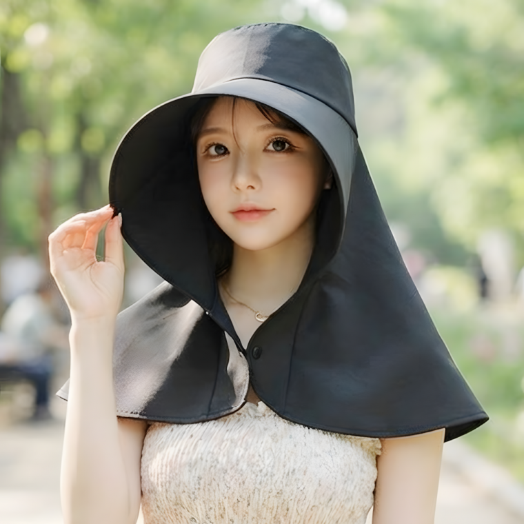 햇빛차단 넥커버 모자 여성 얼굴가리개 농사 작업모자 목가리개 왕챙모자 햇빛가리개 망토모자 그늘막모자