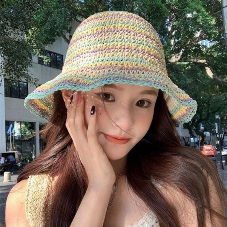 여름 햇빛 차단 컬러 밀짚모자 예쁜 버킷햇 바캉스 라탄 왕골 썸머룩 비치룩 호캉스