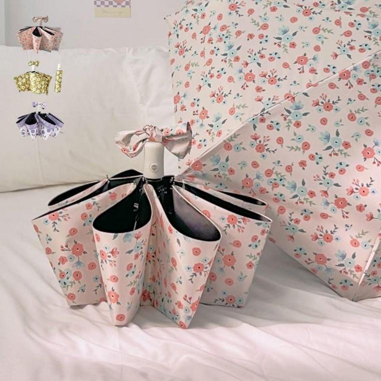 자외선 차단 자동 3단 암막 우산 양우산 플라워 접이식 우양산 휴대용 미니 초경량 햇빛