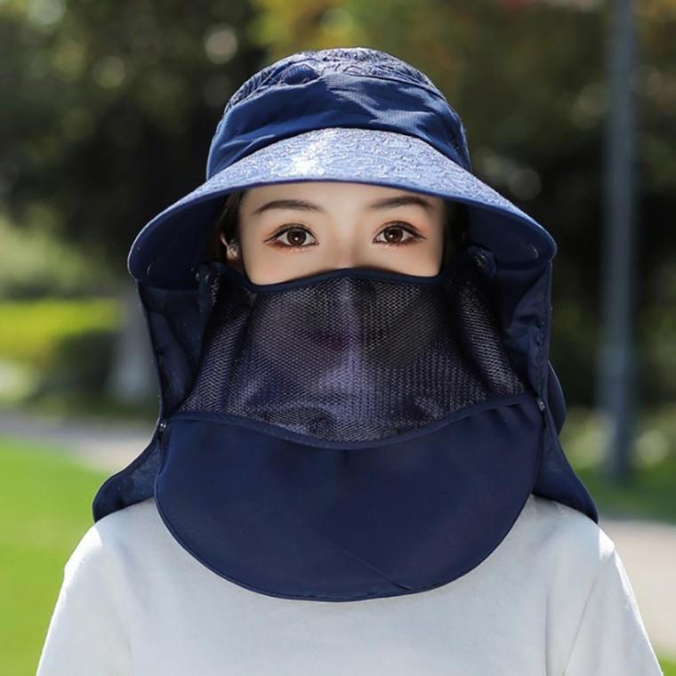 꽃무늬 4단 변신 햇빛 가리개 모자