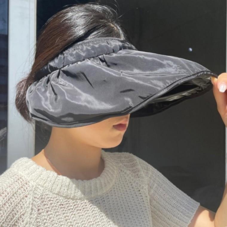 블랙 돌돌 마는 머리띠 모자 여성 여름 썬캡 암막 넓은챙 모자 창모자 자외선 햇빛 차단
