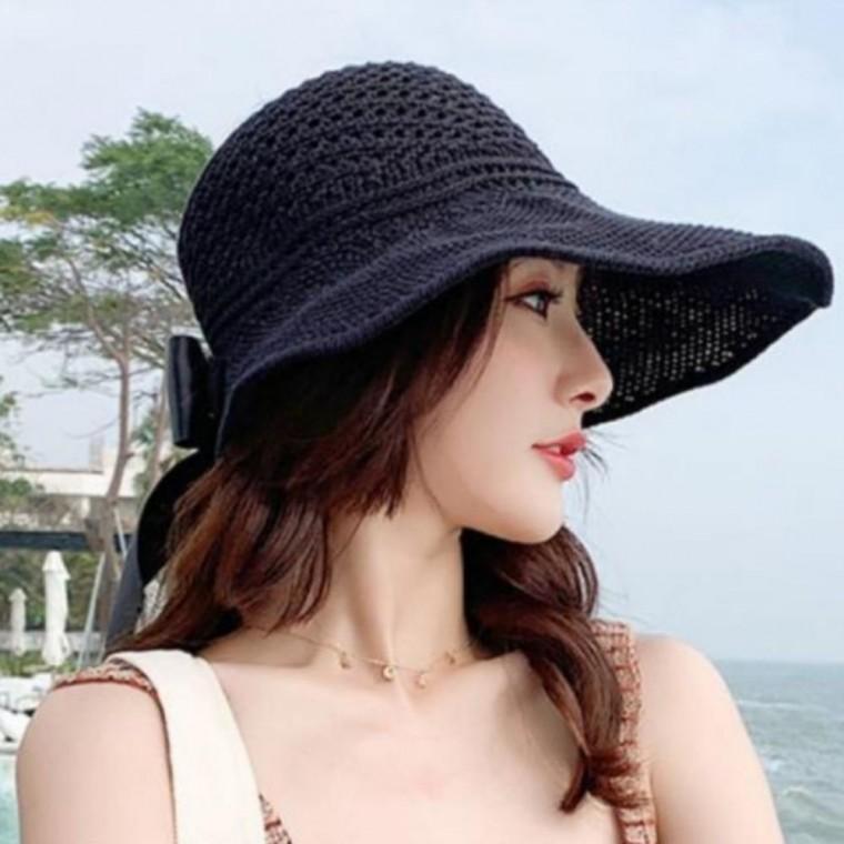 여성 여름 햇빛차단 썬캡 리본 찍찍이 돌돌이 모자