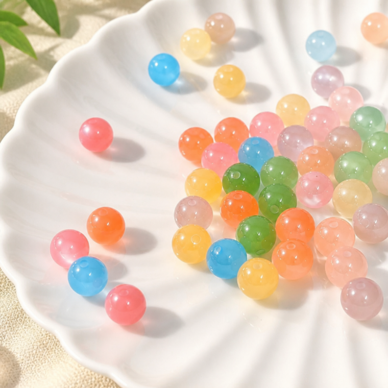 햇빛 반응 감광 비즈 만들기 재료 UV 변색 팔찌 키링 50개입