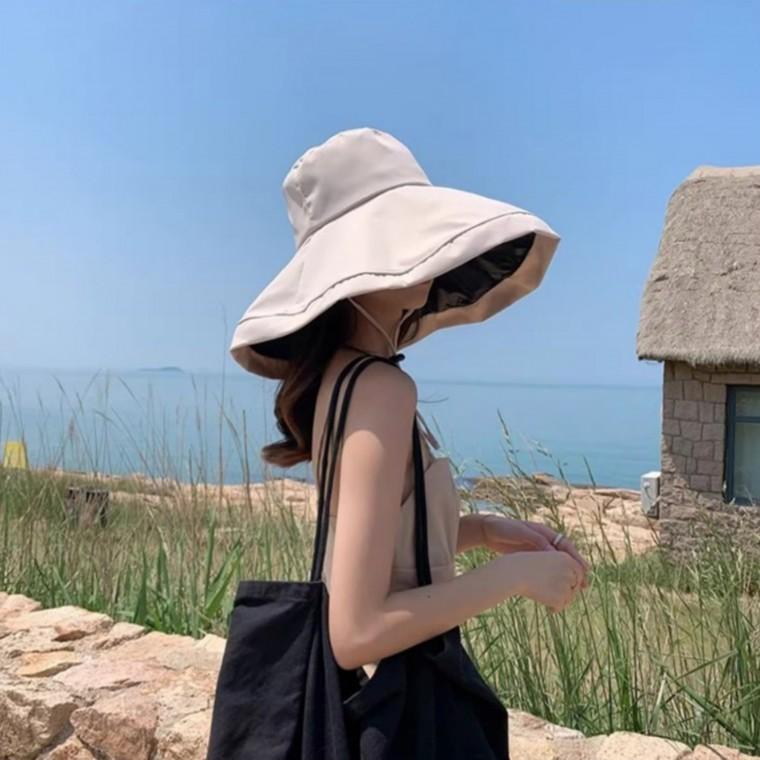 와이드 피셔맨 벙거지 버킷햇 휴양지 바다 야외 자외선 햇빛 차단 모자 아이보리