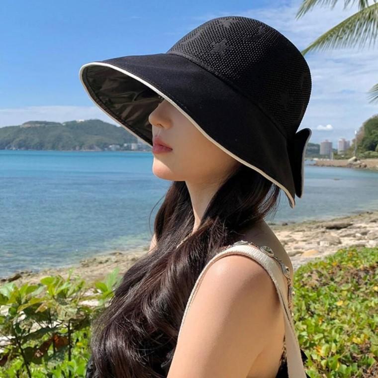 코팅와이드챙 디자인 햇빛차단 메쉬 별달 배색 버킷햇
