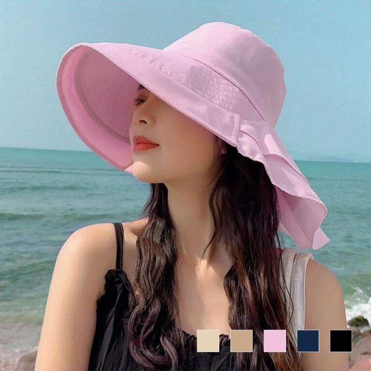 사틴 컬러풀 챙 비치 페도라 바캉스 모자 패션햇 비치모자 등산 햇빛 가리개 여성