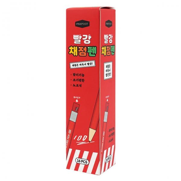 New 노크식 빨강 채점펜  (16개 1세트)