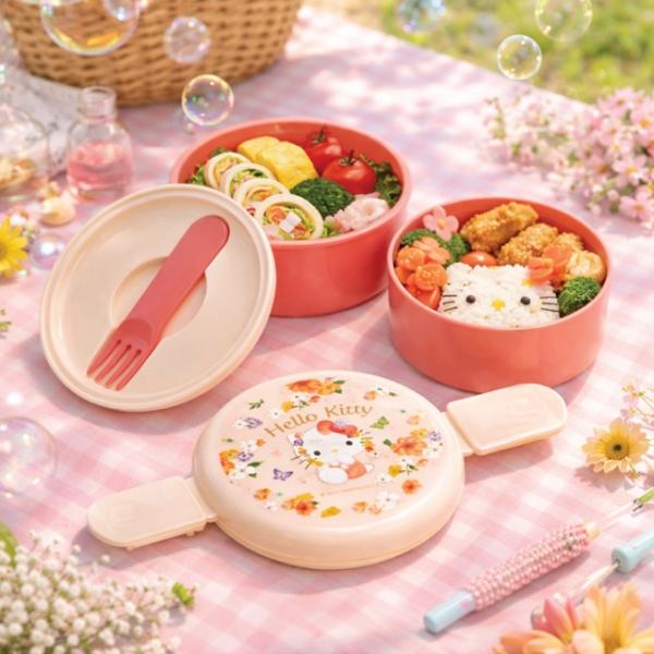 파스텔 블라썸 원형 2단 도시락 (포크포함)