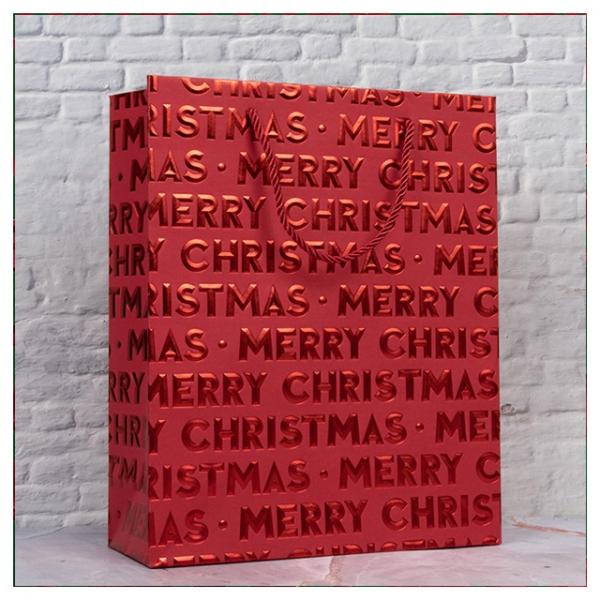 X-mas 3D 금박 쇼핑백(중)  [260 x 100 x 320mm] (10개1세트)