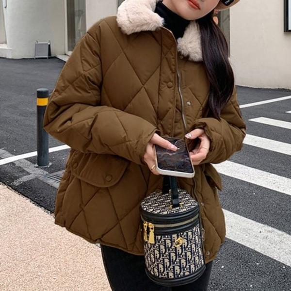 여성 퍼카라 퀼팅 패딩 오버핏 자켓 겨울 아우터