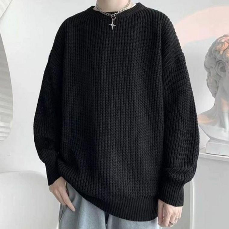 남성 데일리 베이직 라운드넥 루즈핏 니트 긴팔 스웨터