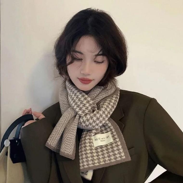 클래식한 하운드투스 체크 머플러 니트 목도리 겨울 방한목도리 넥워머 겨울스카프