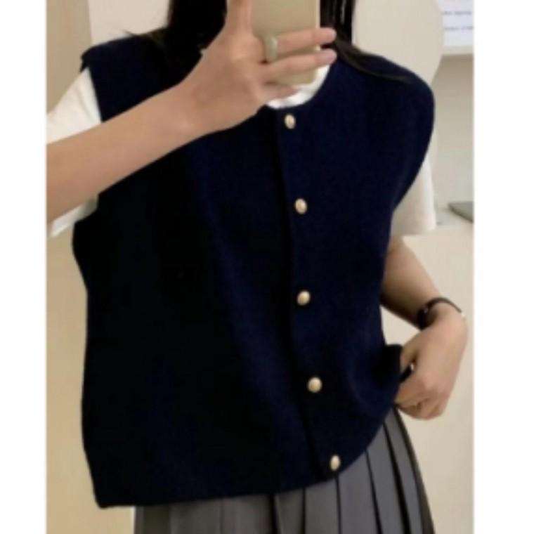 여성 니트 베스트 조끼 꾸안꾸룩 레이어드