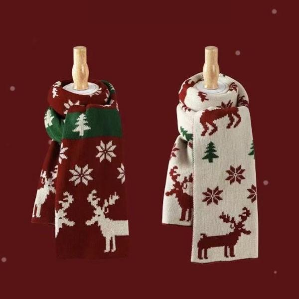 은창]양면 매직 루돌프 크리스마스 니트 목도리 스카프 크리스마스 여성 봄 롱 스카프 가을 겨울 여자 머플