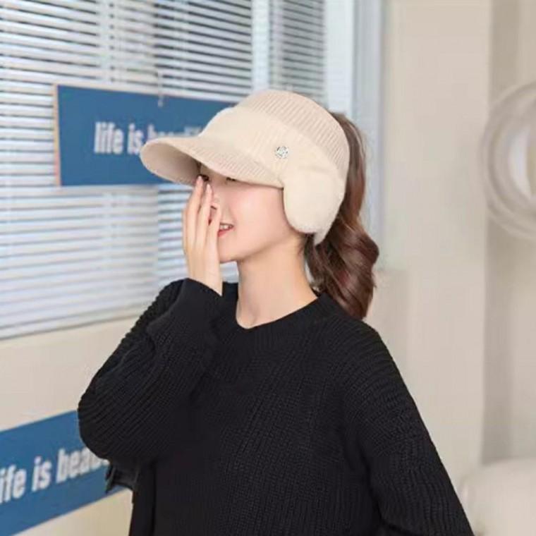 겨울 골프 모자 귀마개 니트캡 방한 여성 테니스