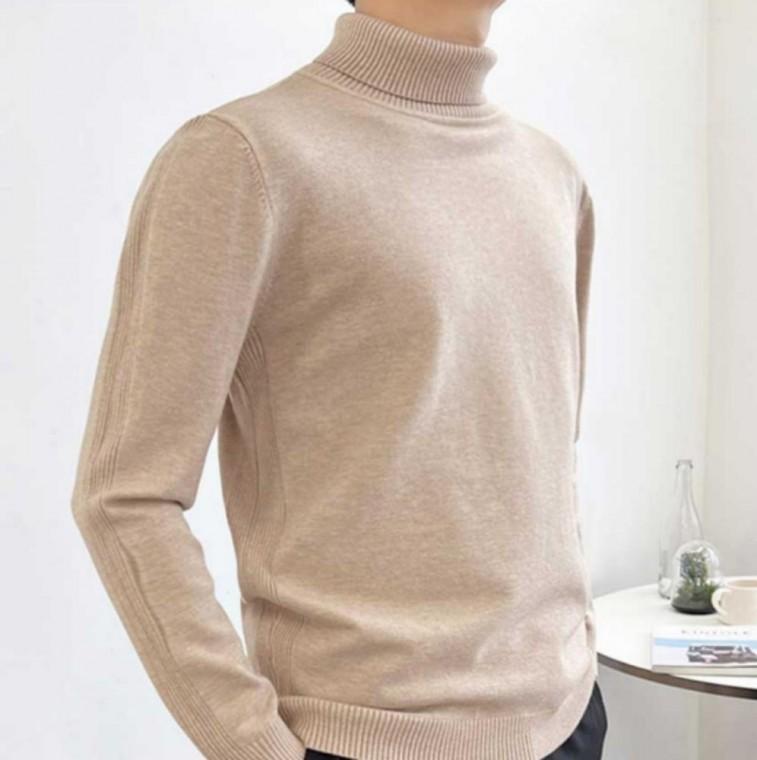 남성 부드러운 반목 목폴라 니트 스웨터 이너 티셔츠