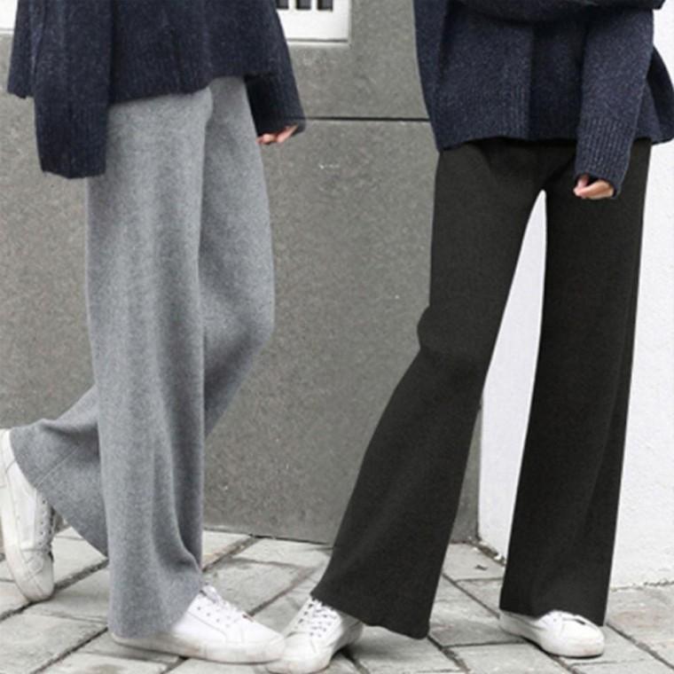와이드 밴딩 와이드한 핏 골지 니트 데일리 팬츠 츄리닝 여성 트레이닝복 여자 바지
