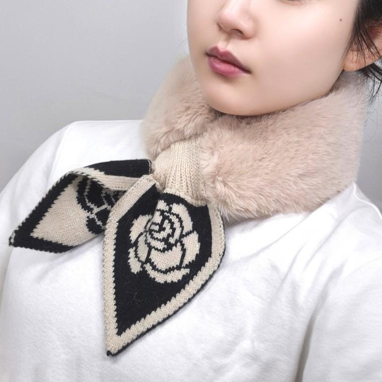 극세사 니트 장미 목돌이 겨울 보온 여성 패션 털목돌이 넥워머