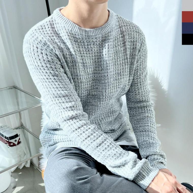 남자 라운드 보카시 니트