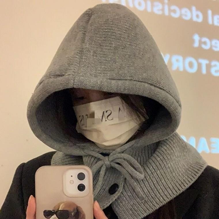 바라클라바 니트여성머플러 모자목도리 후드머플러 가을 겨울 방한용품