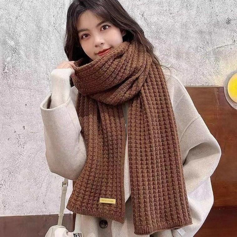 여자 대학생 겨울 외출 와플 패턴 니트 머플러 용품 모자 목도리 귀마개 방한넥 워머