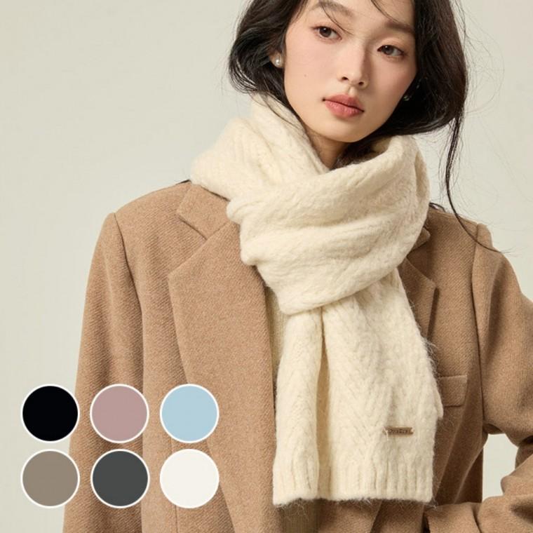 겨울철 따뜻한 소재 고급스러운 패턴 알파카 혼방 여성 니트 머플러