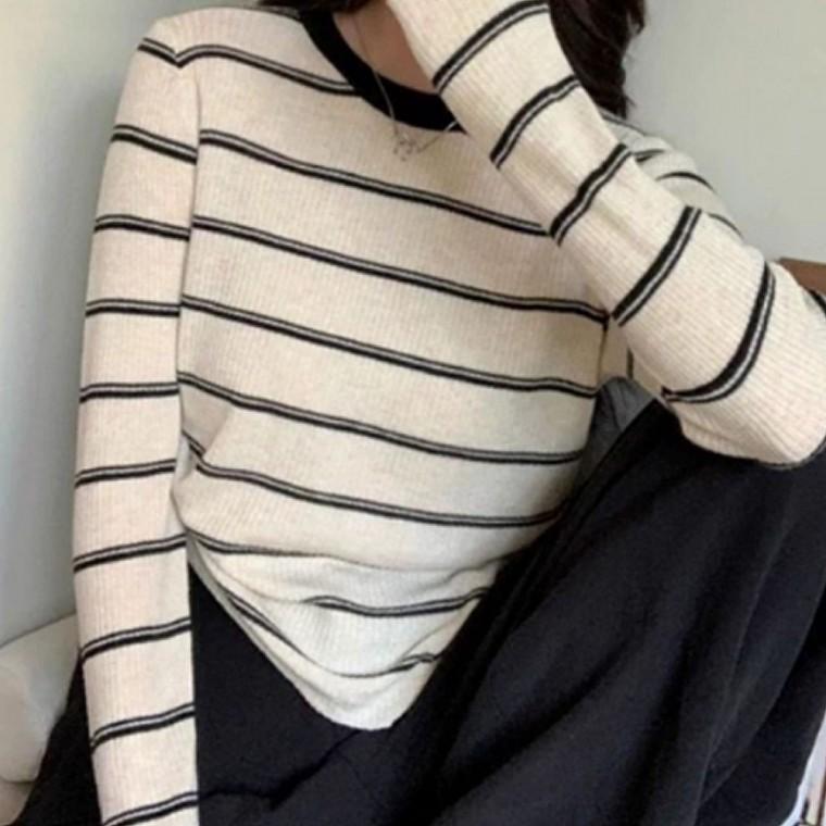 여성 단가라 니트티 소프트 데일리 캐주얼룩