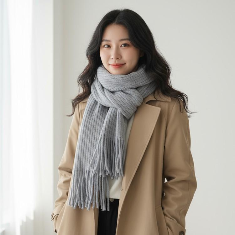 두아프링지 목도리 / 커플목도리 겨울머플러 니트목도리 겨울목도리 방한목도리 스키장 니트워머 숄