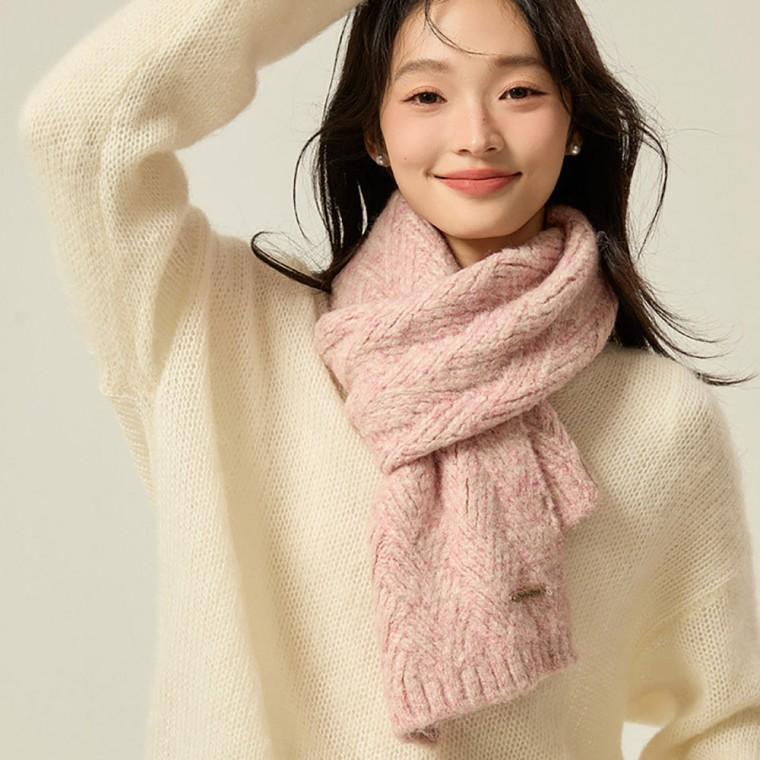남자 여자 겨울 외출 패션 알파카 혼방 사선 패턴 니트 머플러 목도리