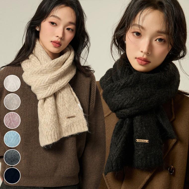 머플러 방한 목도리 알파카원단 겨울 헤링본짜임 혼방 니트