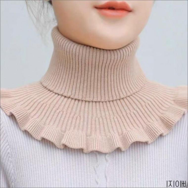 페이크 목폴라 넥워머 프릴 니트 목폴라 목티 레이어드