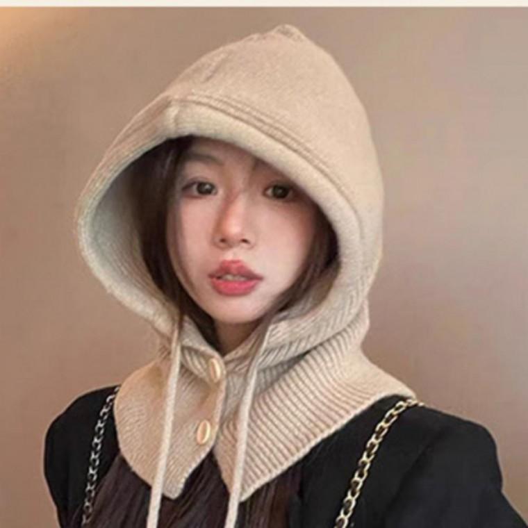 후드 니트 바라클라바 여성 넥워머 어께숄 머플러 모자 워머 골지