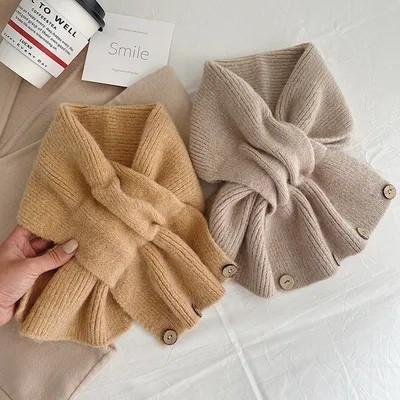홍대온니-단추 쁘띠 목도리 네키 머플러 겨울 니트 머플러 숏목도리 넥워머 어깨 니트 숄