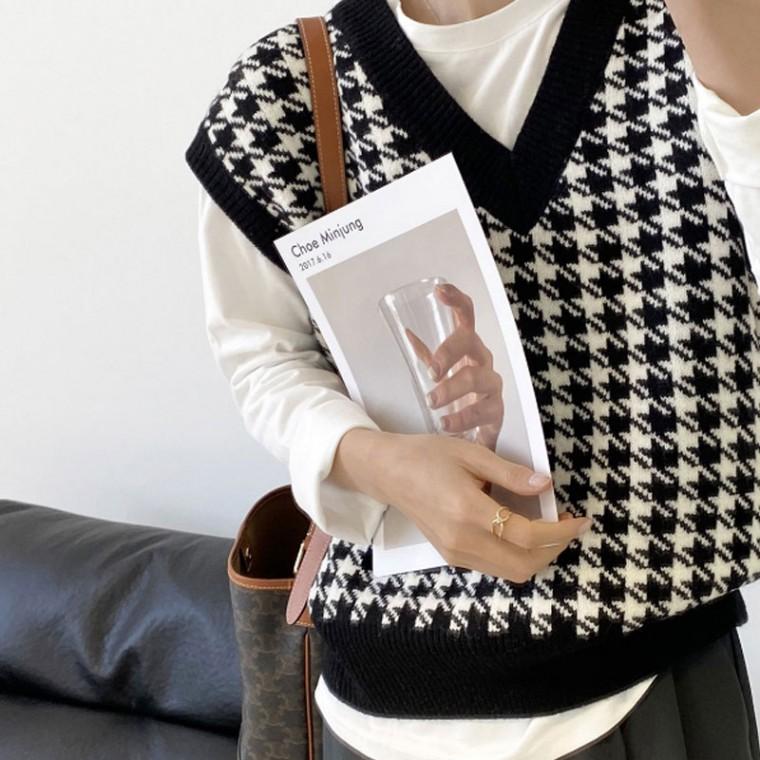 포인트 캐주얼 여성 니트 조끼 F-vest01