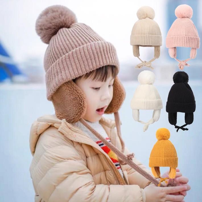아동 귀마개 털방울 비니 모자 니트 귀도리 유아 키즈 모자 방한 겨울 어린이