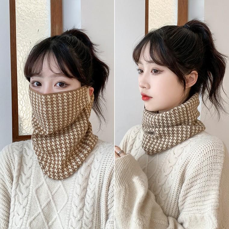 홍대온니-니트넥워머 바라클라바 하운드 체크 목토시 방한용품 스키 골프 자전거 커플 워머 목폴라 목도리