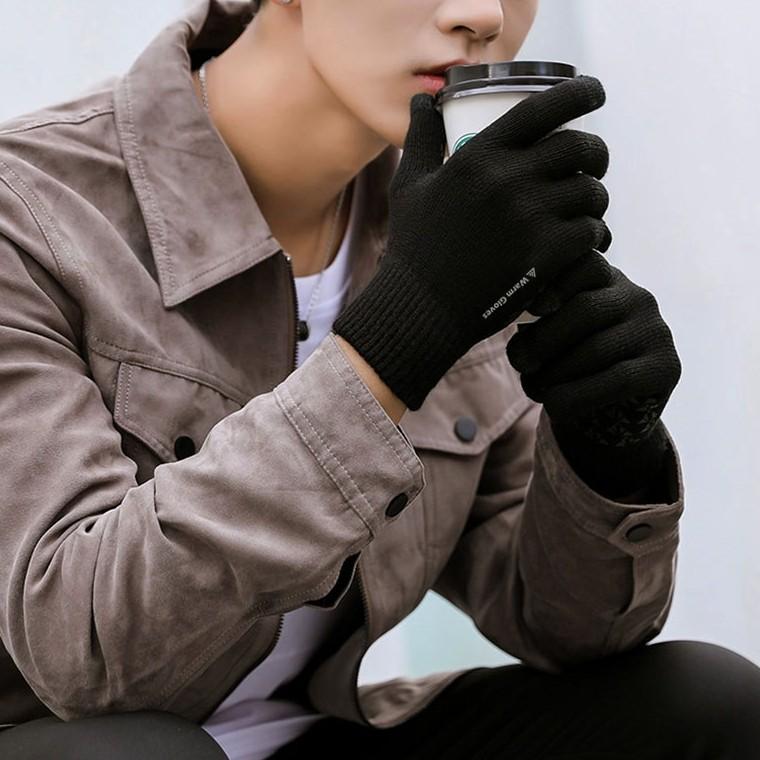 니트 방한 터치 장갑 블랙 스포츠 골프 등산 낚시 겨울